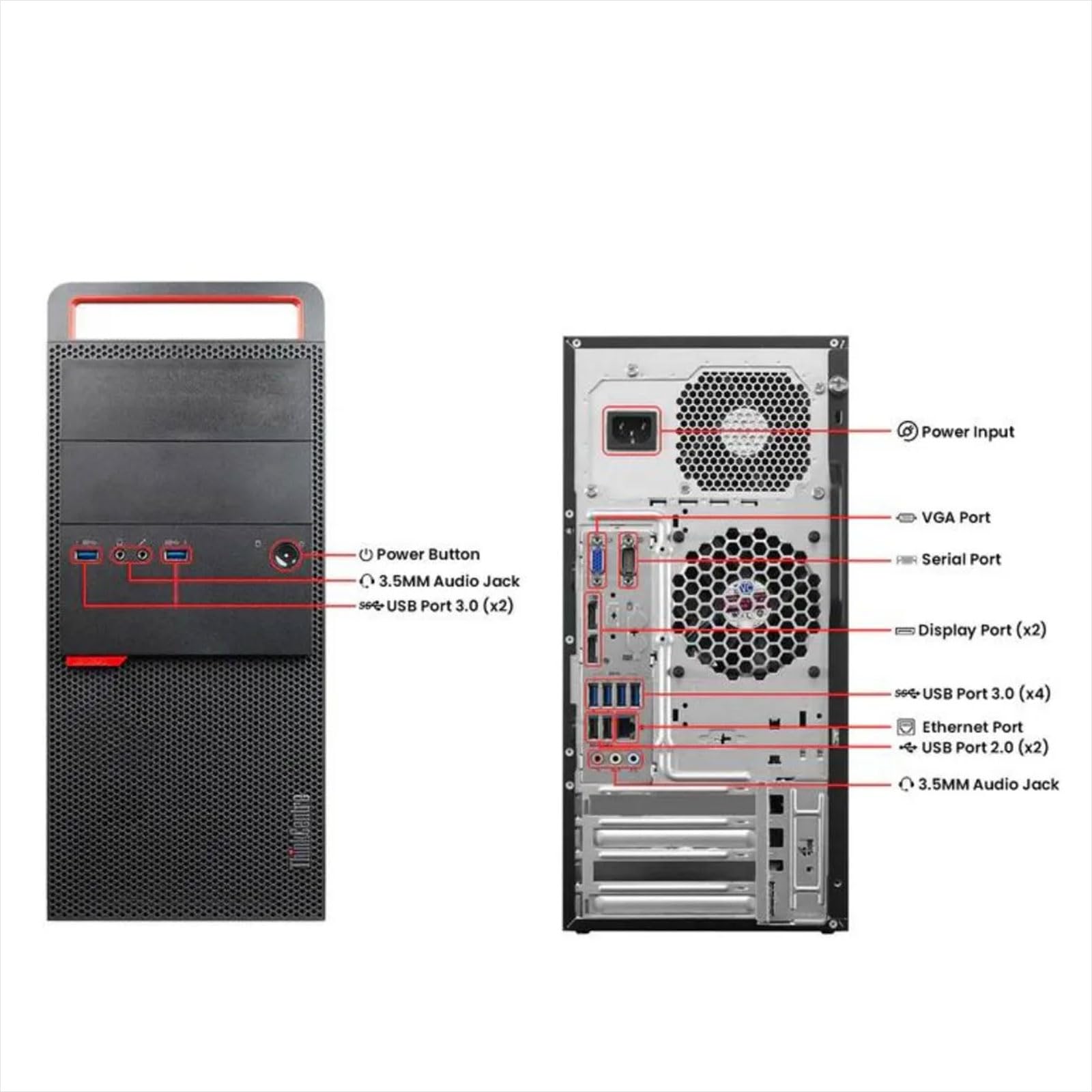 Lenovo Thinkcentre M800 MT Pc Computer Fisso Intel Core i7 6th, Ram 8gb, Ssd 256gb, Wifi Usb, Displayport, Windows 11 Pro + Libre Office (Ricondizionato)