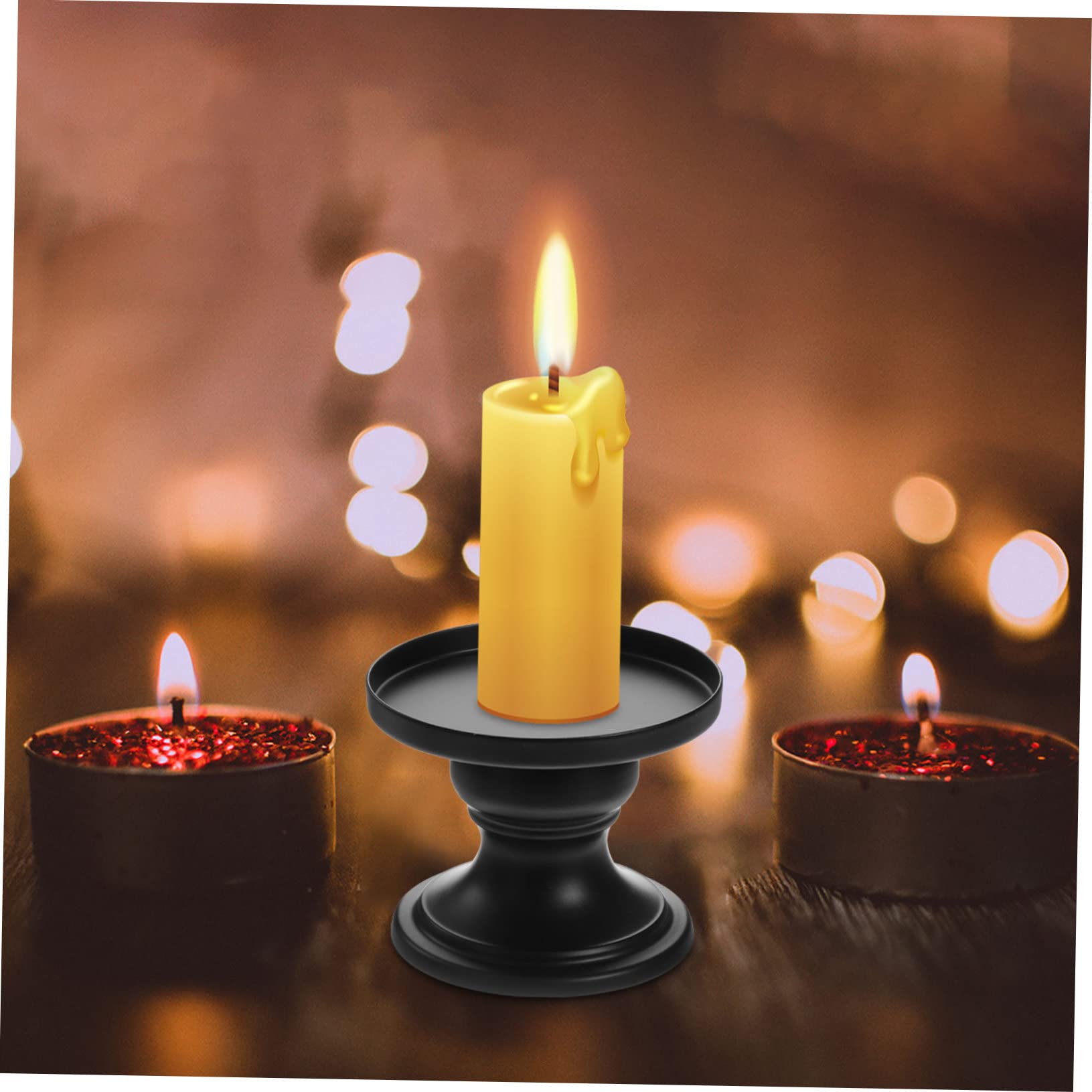 PRETYZOOM 2stücke Schwarze Metall Kerzenhalter Stabile Eisenkerzenständer Für Stumpenkerzen Elegante Deko Für Esstisch Hochzeit Geburtstag Partys Und Wohnzimmertisch