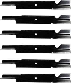 USA Mower Blades 6 U11111BP High Lift for Encore 823006 Gravely GDU10232 05290000 Scag 48111 481708 481712 482879 Length 21 in. Width 2-1/2 in. Thickness .203 in. Center Hole 5/8 in. 61 in. Deck