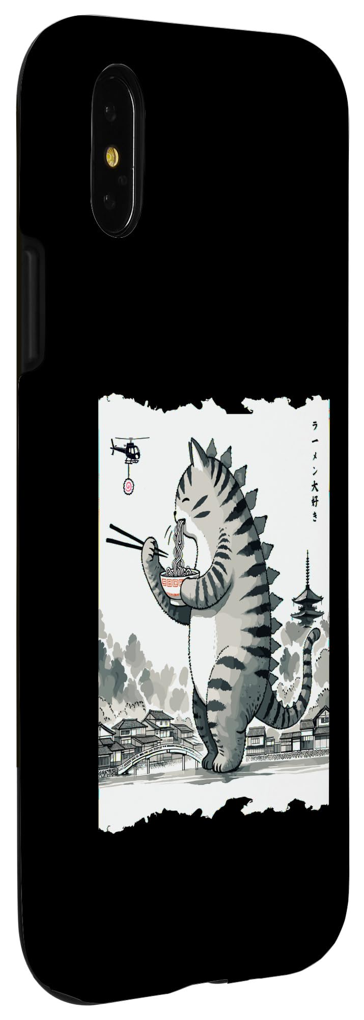 iPhone X/XS Kawaii Cat Ramen Catzilla Japanese Men Women Kids Funny Cat Case - Image 3