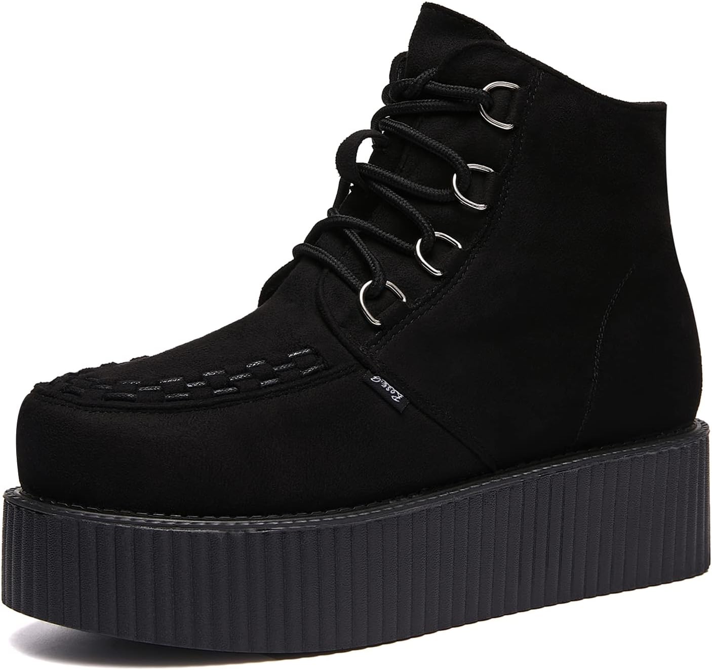 Women's High Top Suede Lace Up Flat Platform Creepers Shoes Boots