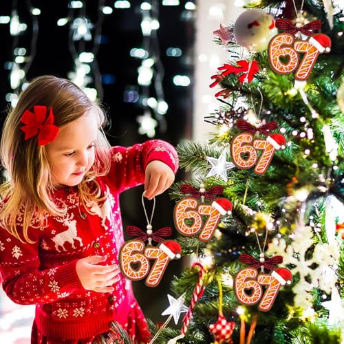 67 Ornament, 6 7 Meme Christmas Ornaments 2026, Gingerbread Wood, Funny Christmas Ornament for Kids, 6 7 Gifts — view 2