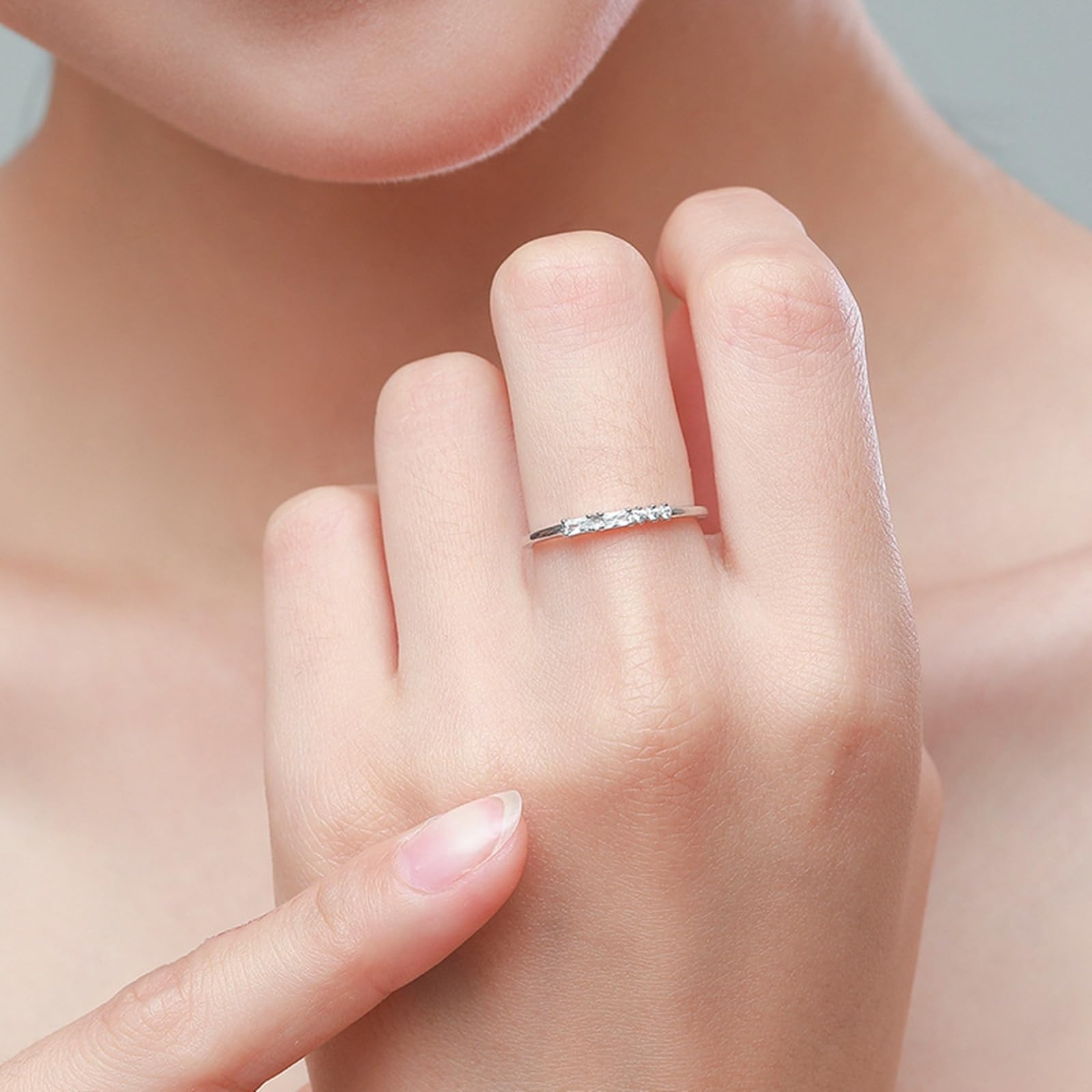 Anillo de boda para mujer, oro auténtico, delicado diamante cultivado en laboratorio, alianzas de boda de oro blanco para mujeres