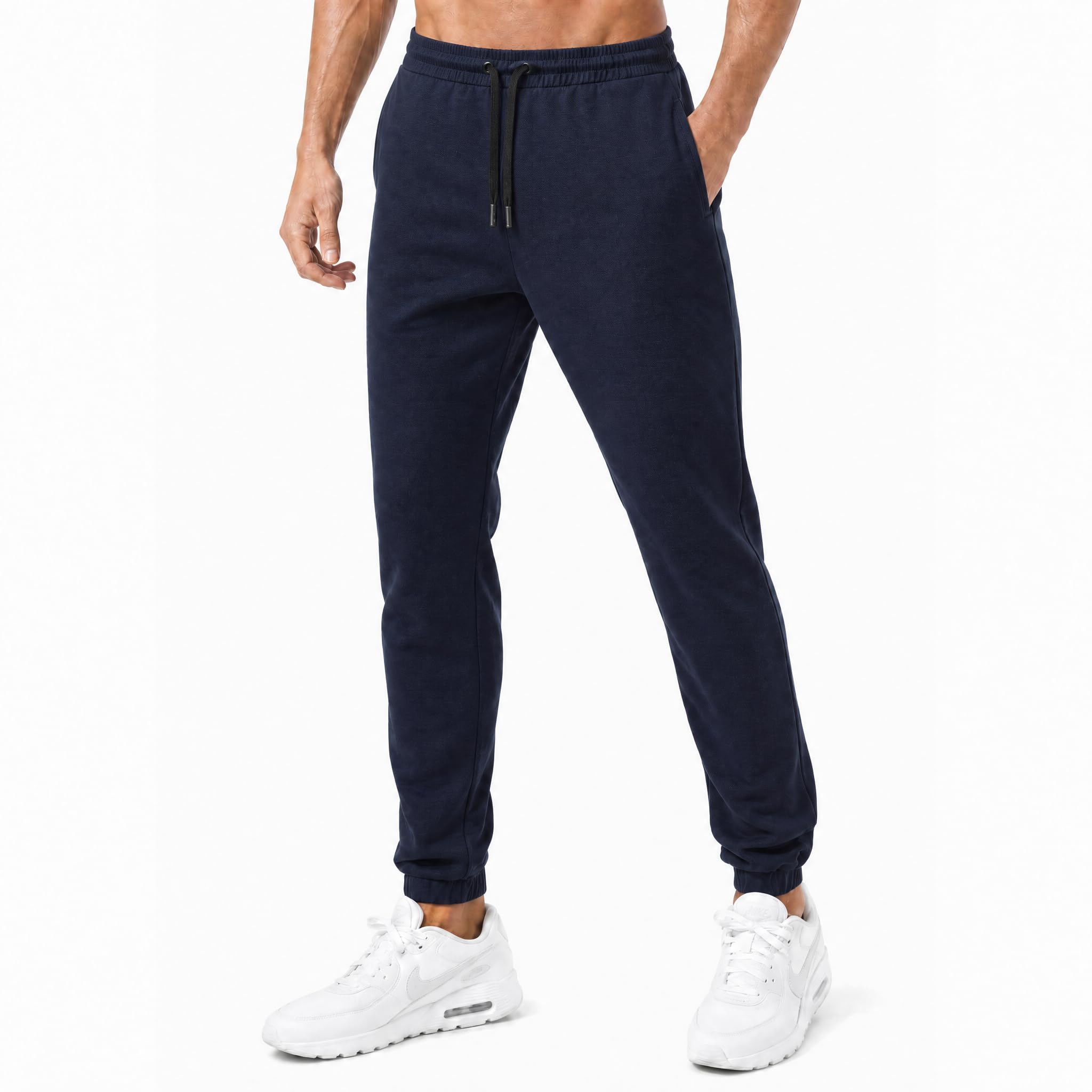 Lepus Men's Cobalt Blue Summer Joggers, Thin Lightweight Sweatpants, Athletic Fleece Bottoms With Drawstring Waist, Breathable Bottoms For With Extra Back Pocket(1 Pack Of Summer Joggers)