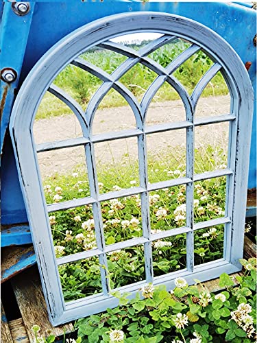 DEENZ Grey Rustic Soho Window Style Mirror Elegant Vintage Hallway Mirror 50.5X71X2.5Cm (Grey Rustic)