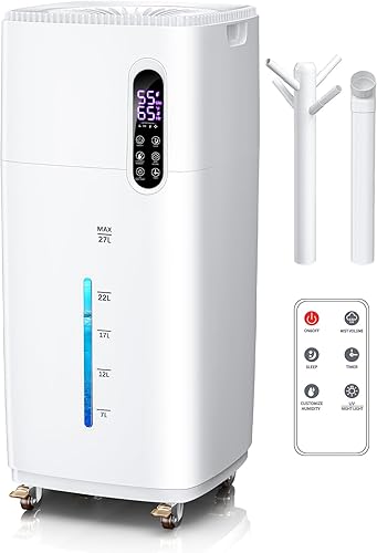Humidificador de 26L5.7 galones para habitación grande, 3000 pies cuadrados, niebla fría de gran tamaño, humidificadores silenciosos de 38 horas