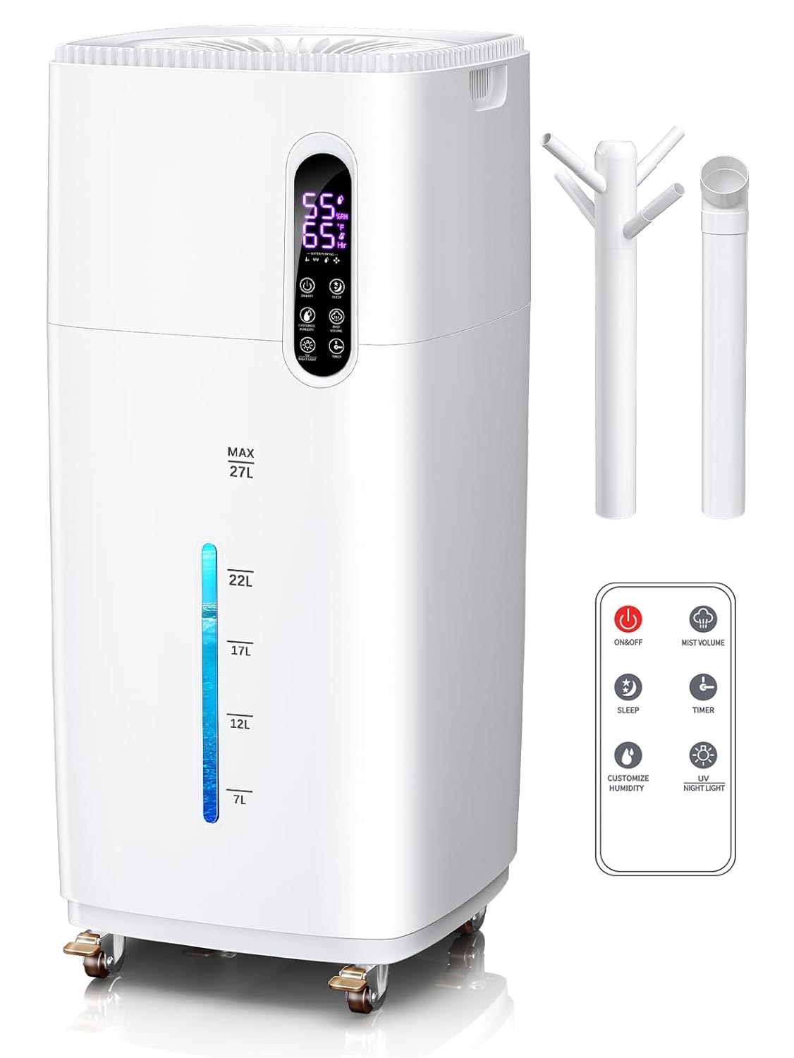 26L 5 7Gal Humidifier Large Room 3000 ft Supersized Cool Mist 38H Quiet Humidifiers for Bedroom 2000mL h
