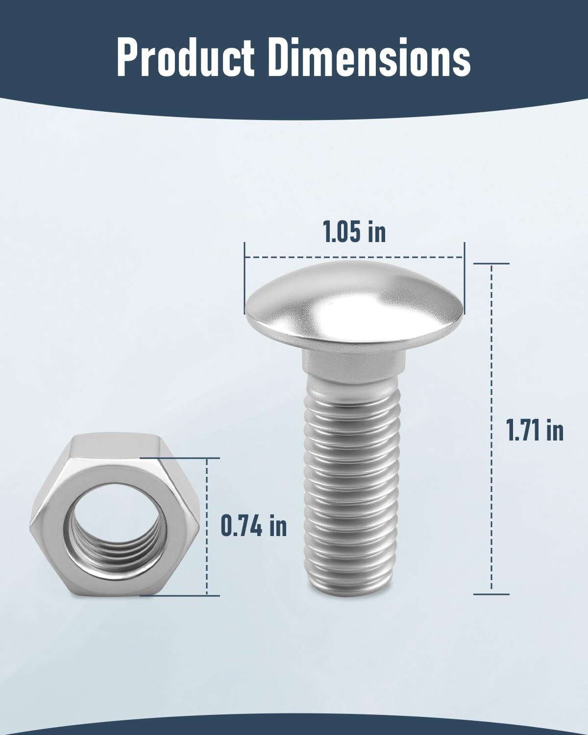 Bumper Bolt Kit Fit for General Motors Chevrolet Buick Oldsmobile Pontiac Cadillac Cars GMC Trucks and More, Front & Rear Stainless Steel (1/2-13 x 1 1/2")
