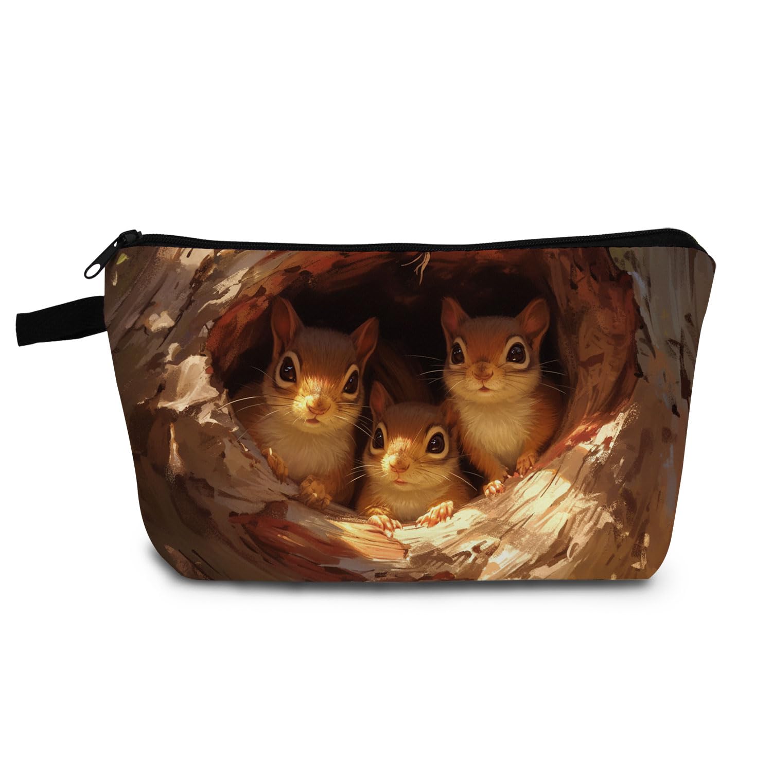 Squirrel Gift Squirrels Makeup Bag Cute Small Organizer Bag with Zipper Squirrel Print Cosmetic Bag Birthday Gifts for Squirrel Lovers Women Sisters Friends