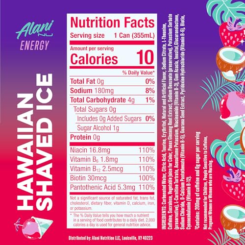 Alani Nu Hawaiian Shaved Ice Sugar Free Energy Drink (Pack of 12) - image 3