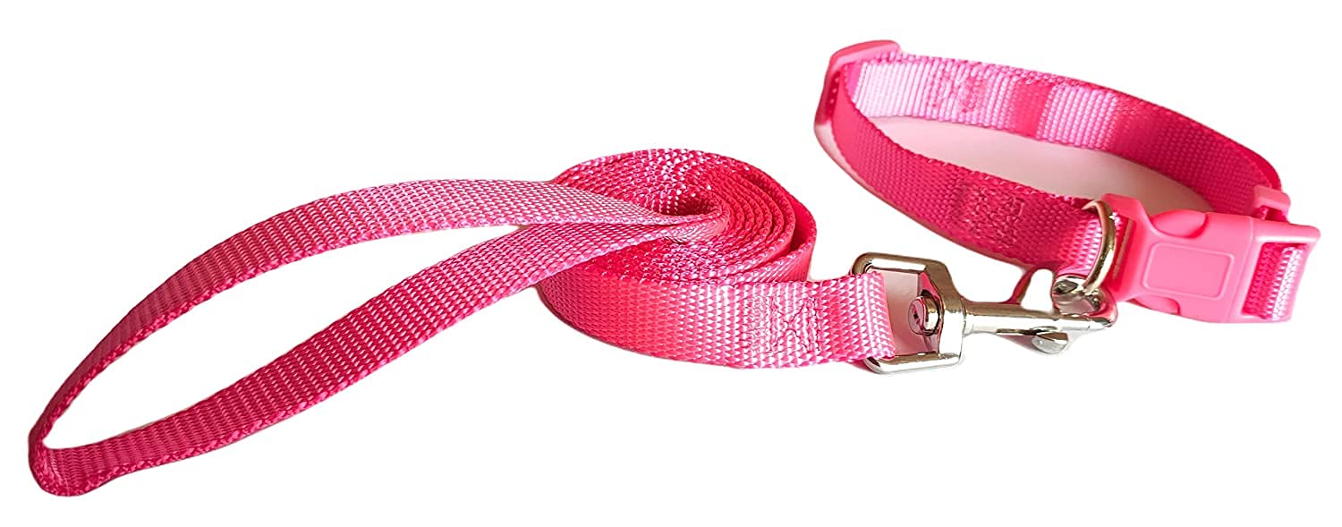 Woofy Nylon Leash and Collar Set Suitable for Puppies & Cat of All Dog Breeds (15 MM, Pink) (B09DDHW7HF) Amazon Price History, Amazon Price Tracker
