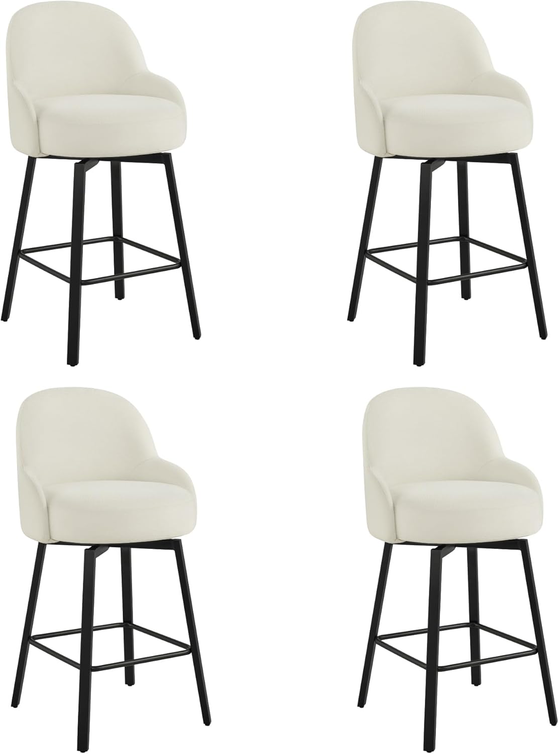 Counter Height Bar Stools Set of 4 with Back, 26''H Upholstered Swivel Barstools with Metal Leg, Modern Counter Stools for Kitchen Island, Home Bar, Pub,Green