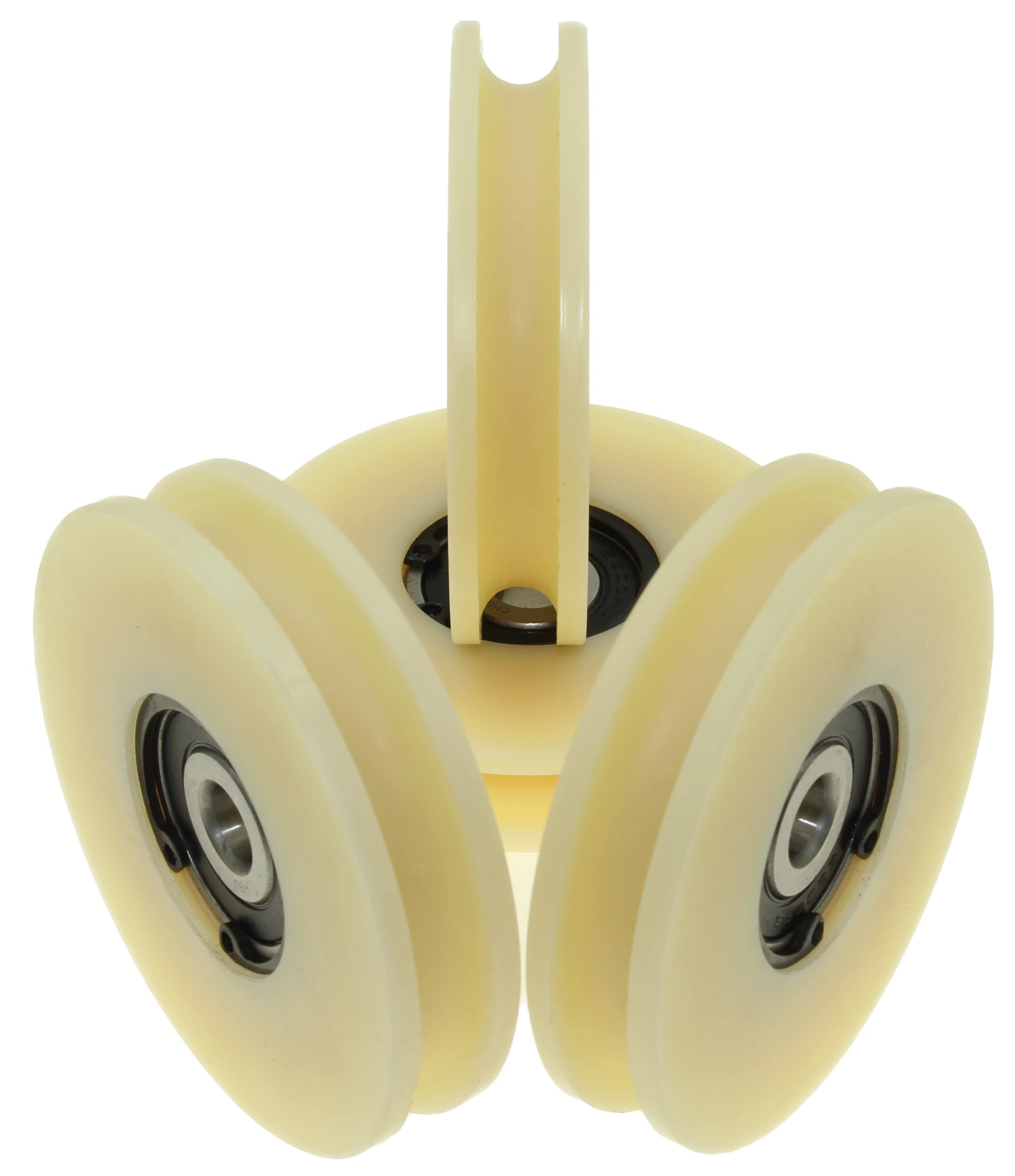 Smart Machines Lot de 4 poulies en nylon avec rainure ronde de 10 mm, diamètre de 80 mm, roulement de 10 mm, capacité de 100 kg, usinées avec précision dans l'UE (80-10-10)