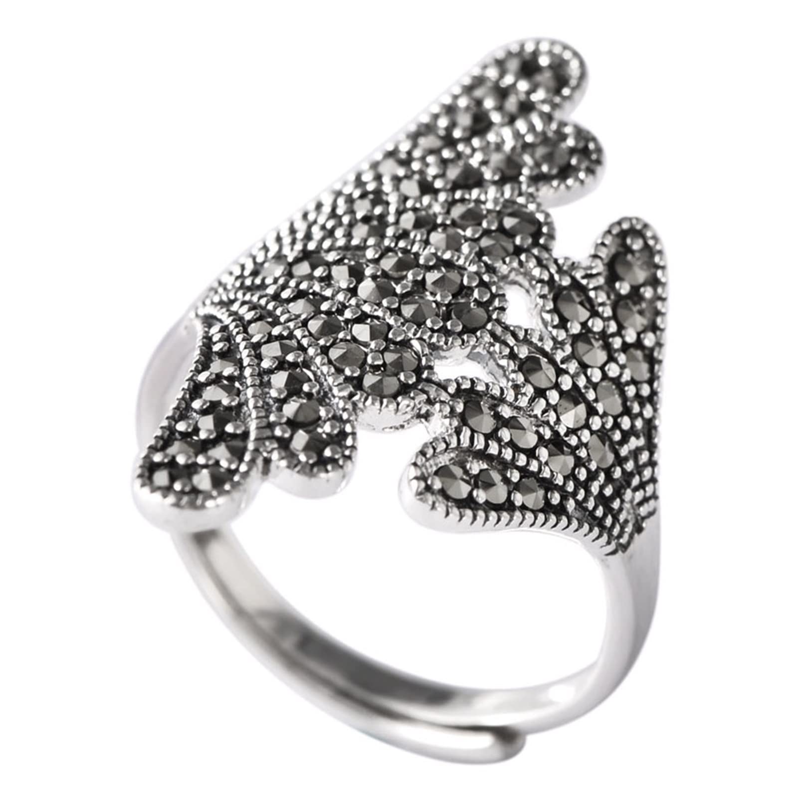 Anello vintage da donna, in argento 925, anello da donna, regolabile, coda di pesce, vintage, regolabile, anello di fidanzamento, donna, regalo di compleanno, Réglable, Strass