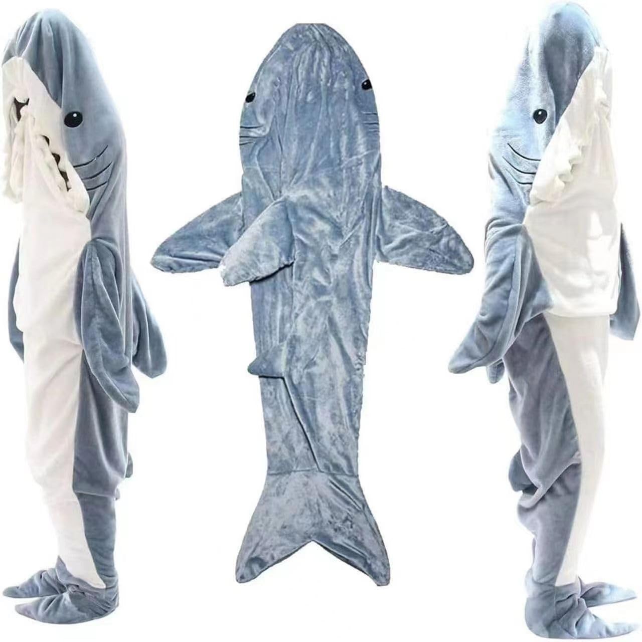 Shark Blanket Hoodie Onesie for Women Men,Wearable Shark Blanket,Soft Cozy Shark Sleeping Bag, Shark Onesie Halloween Xmas Cosplay Costume - Image 4