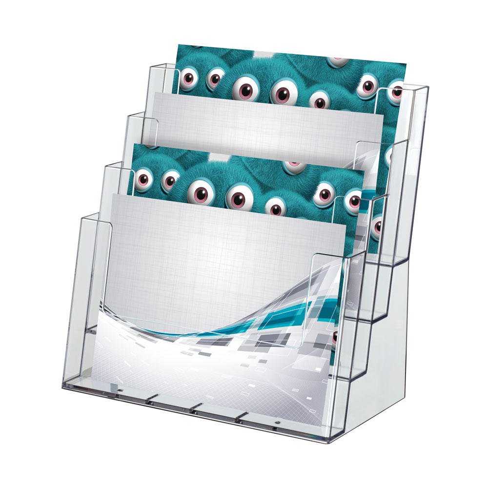 taymar Porte-brochures de table XXL, 4 étages, transparent