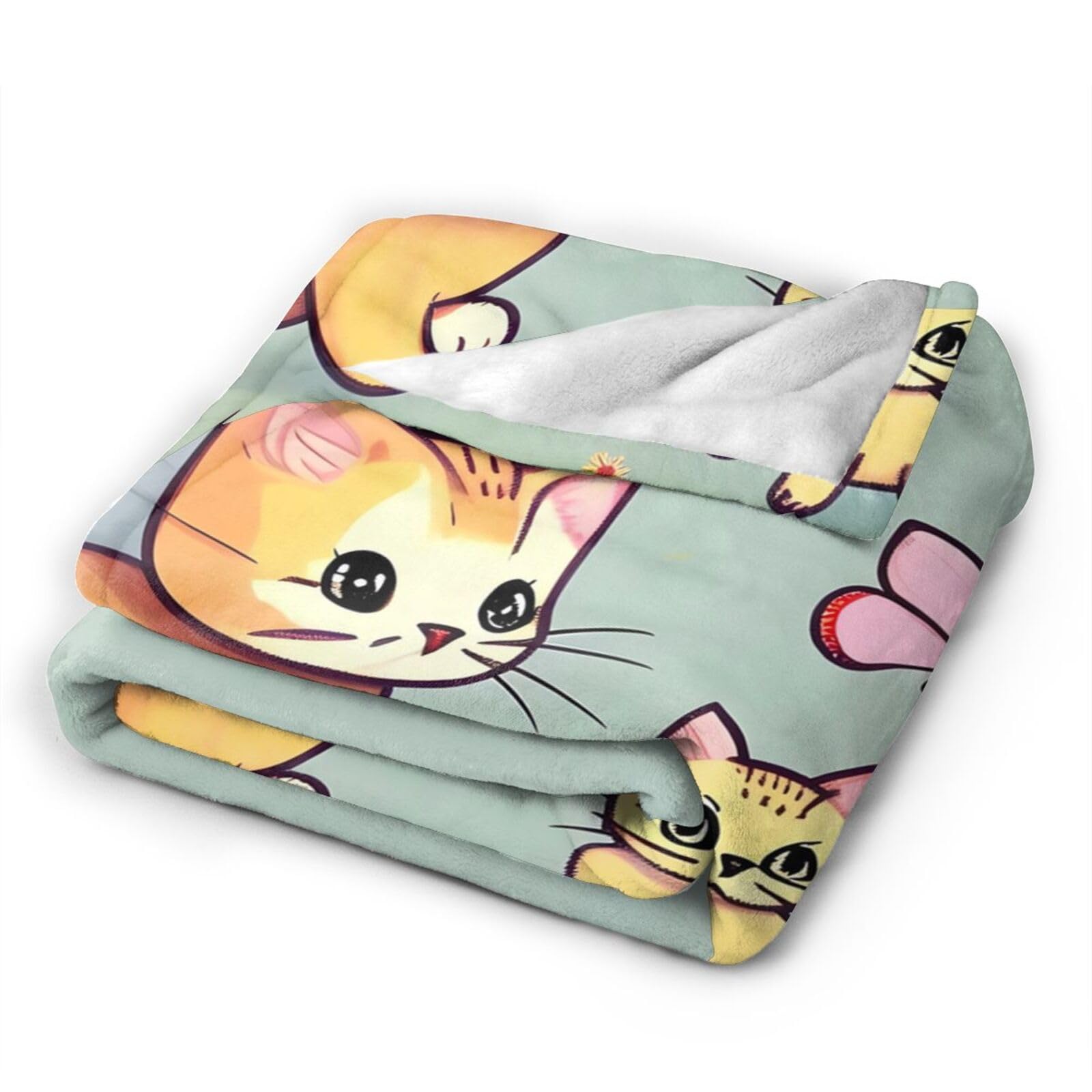 Coperta con stampa di gattini e famiglia di gatti, calda, leggera, super morbida, in flanella, per letto, divano, soggiorno, viaggi, 152 x 127 cm