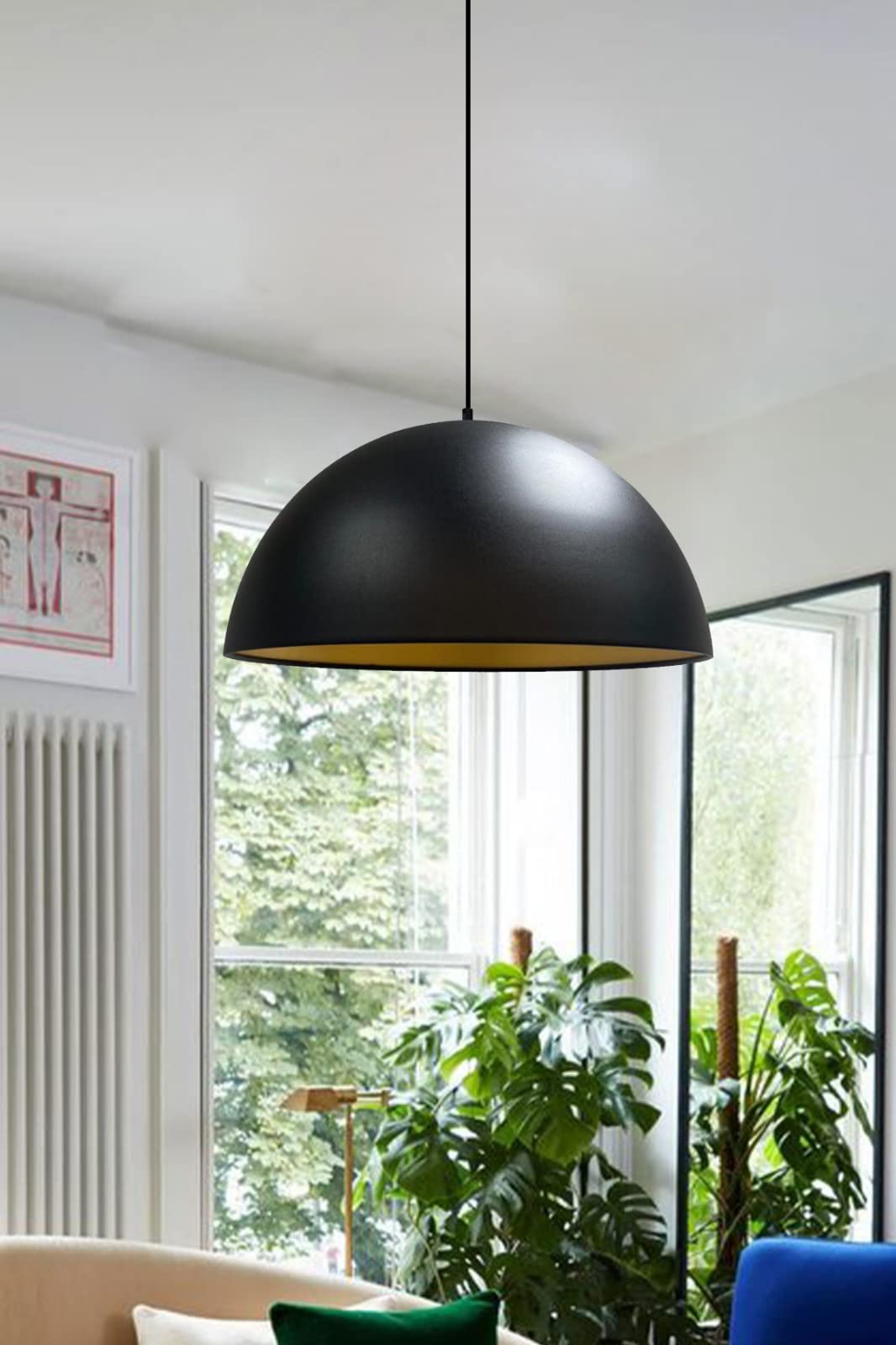 bamyum Lipeo Lampada a Sospensione Soggiorno Ø40 cm E27 Lampada da Pranzo in Metallo Decorativa Cucina Moderna Nero