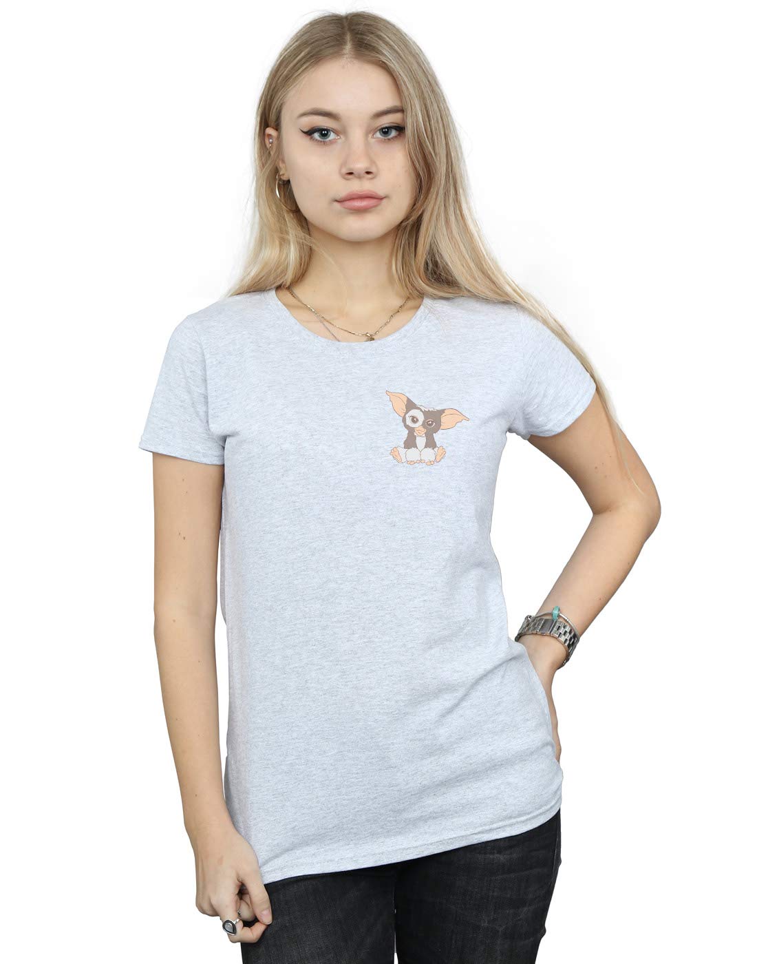 Absolute Cult Gremlins Women's Gizmo Chest T-Shirt Sport Grey Medium