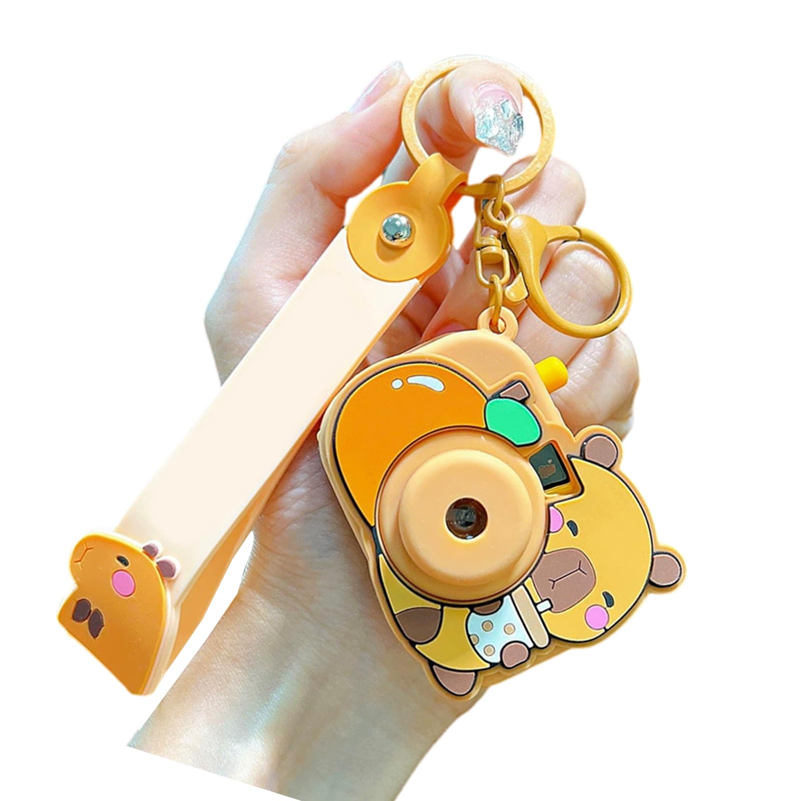 AWJUWHBJ Lovely Animal Camera Shaped Keychain Projector Decoration Vibrant Color Creative Gift Jewelry Bag Decoration Cute Camera Keychain Accessory