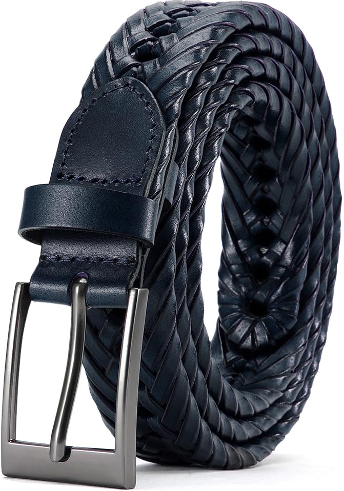 Image of DOOPAI Men's Braided Leather Dress Belt, Adjustable