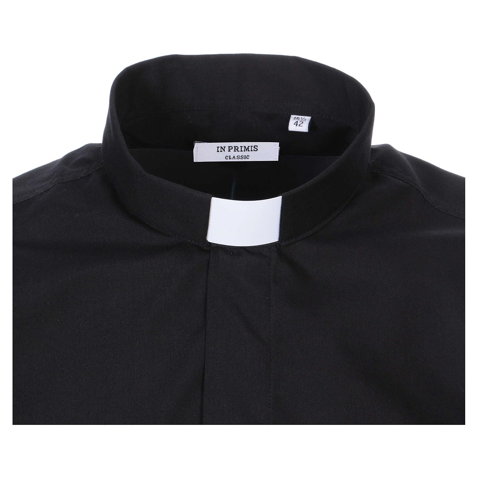Holyart Camicie Clergyman: Camicia collo Clergy manica corta misto nera In Primis
