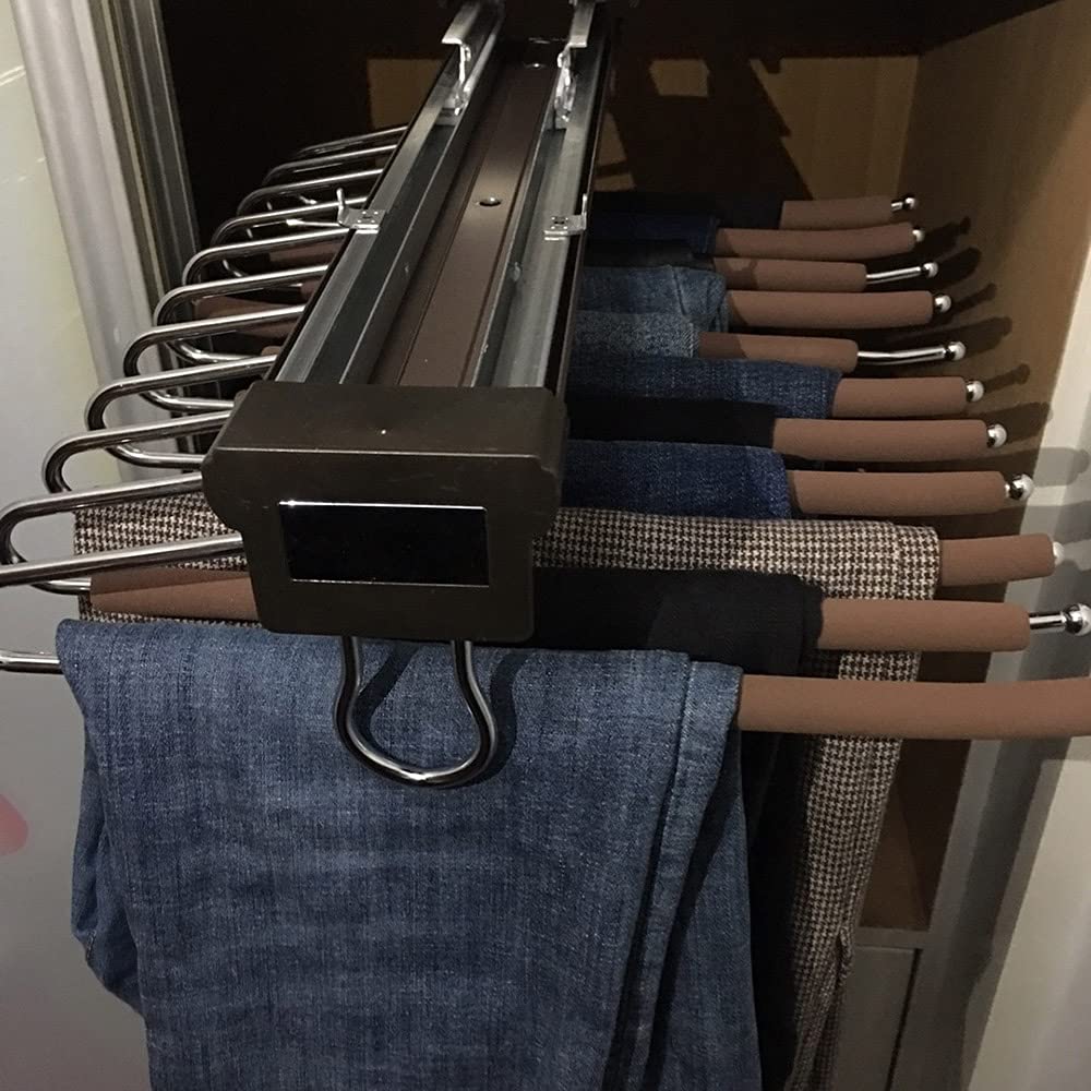 WMYYZYQ Multi-Functional Pull-Out Pants Hanger Rack - Sliding Clothes Organizer for Ties, Scarves, Jeans - Space-Saving Wardrobe Storage Solution,B