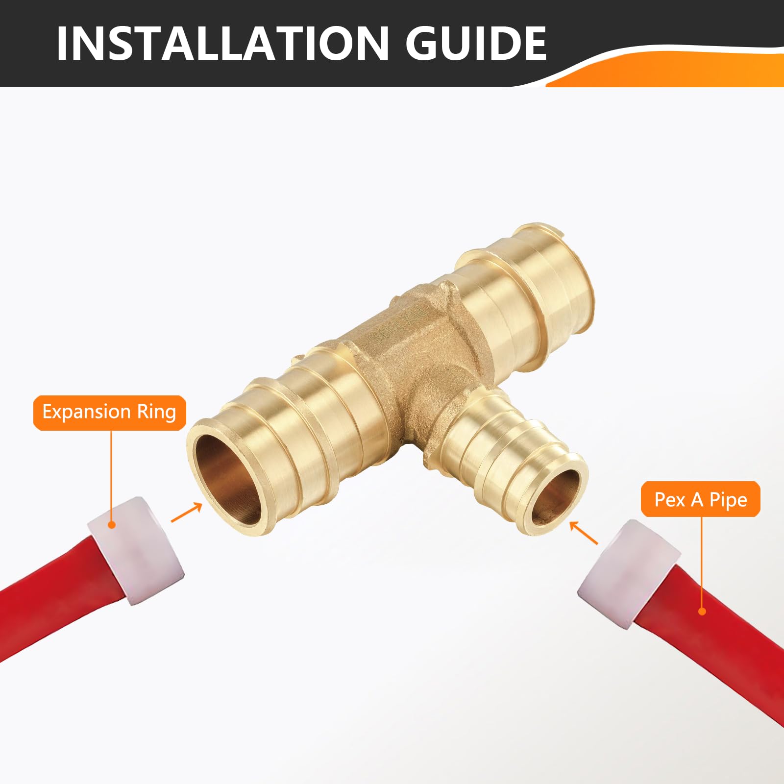 HeSun Paquete de 10 accesorios PEX-A, 3/4 x 3/4 x 1/2 pulgadas, camiseta de ajuste de expansión PEX, ASTM F1960