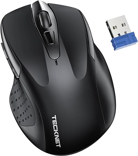 TECKNET Ratón silencioso inalámbrico, clic silencioso, mouse inalámbrico óptico de 2.4G, 6 4000 DPI ajustables, mouse de computadora para laptop,