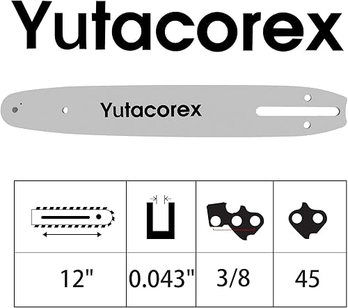 Miniatura 4 de Yutacorex - Barra guía de motosierra de 12 pulgadas y combo de cadena, accesorios de repuesto para DEWALT DCCS620B, DCCS620P1, se adapta a