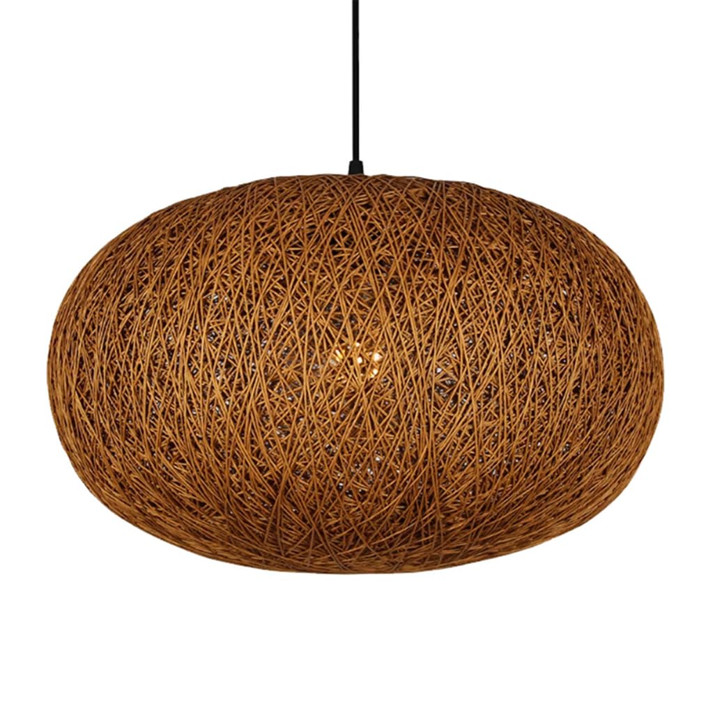 CSSYKV Farmhouse Rattan Chandelier Rustic Brown Rattan Pendant Light Large Wicker Fixture Rattan Light E26 E27 - Retro Hanging Ceiling Lamp for Living Room Bedroom Farmhouse Restaurant Cafe