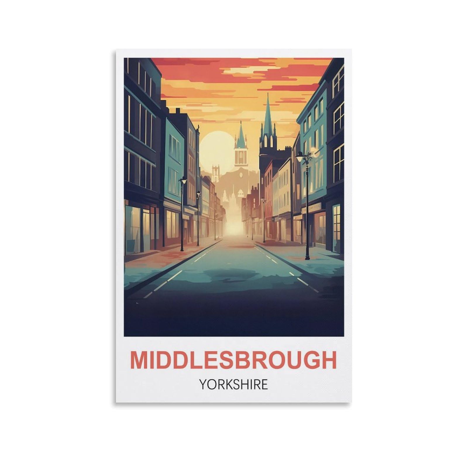 CTZIKWW Middlesbrough Yorkshire Vintage Travel Poster 12x18inch(30x45cm) Canvas Art Prints Picture Wall Art Painting