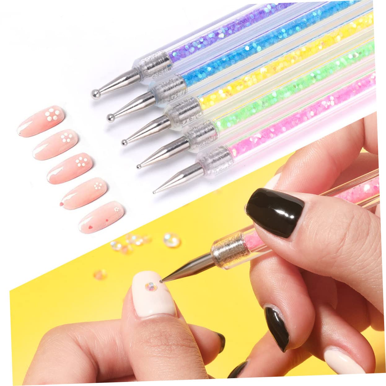 Healeved 3sets Pennelli Per Nail Art Multifunzionali Per Decorazioni Unghie Strumenti Portatili Per Manicure Per Casa e Saloni Di Bellezza