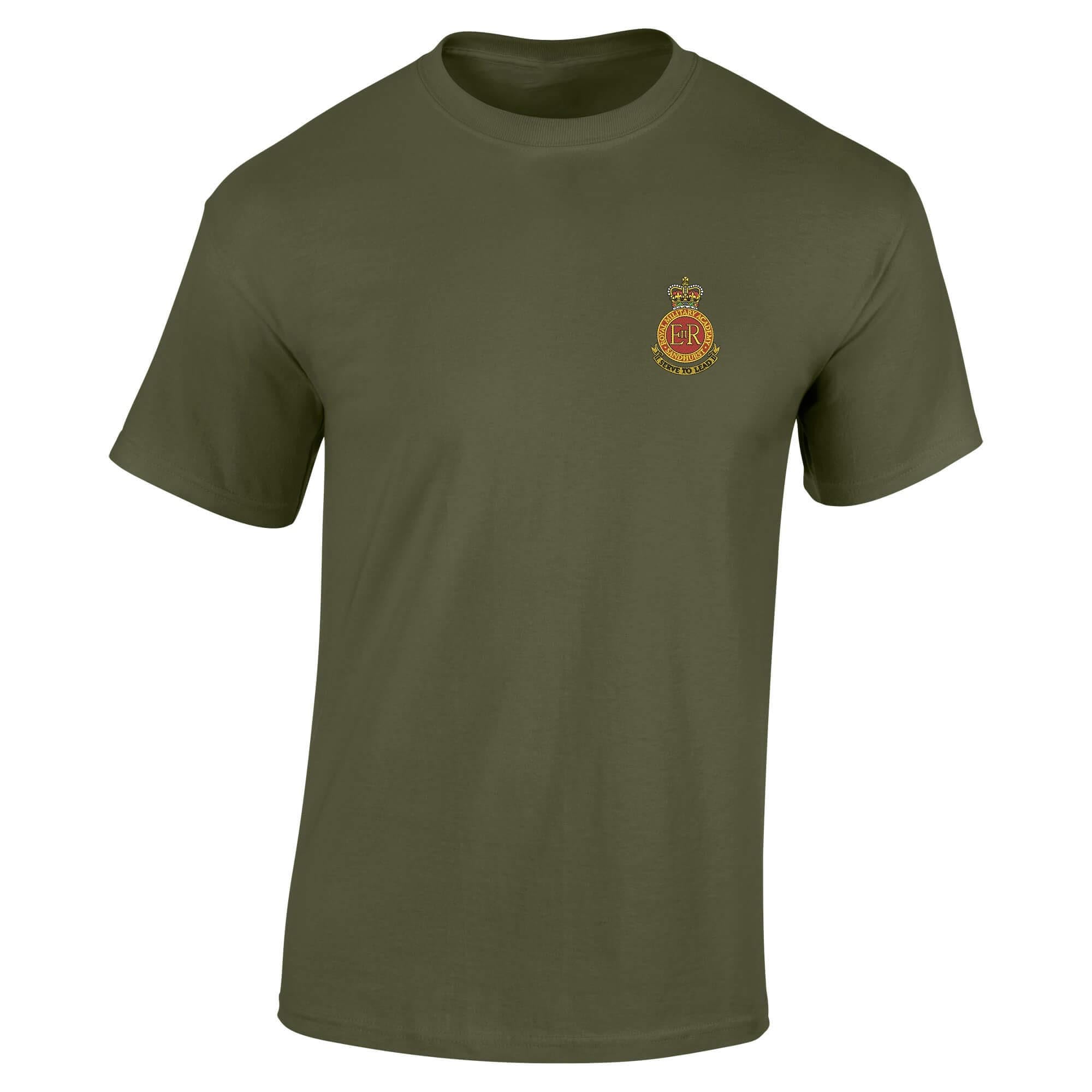 The Military Store Men's Military Green Royal Military Academy Sandhurst Embroidered T-Shirt, Medium