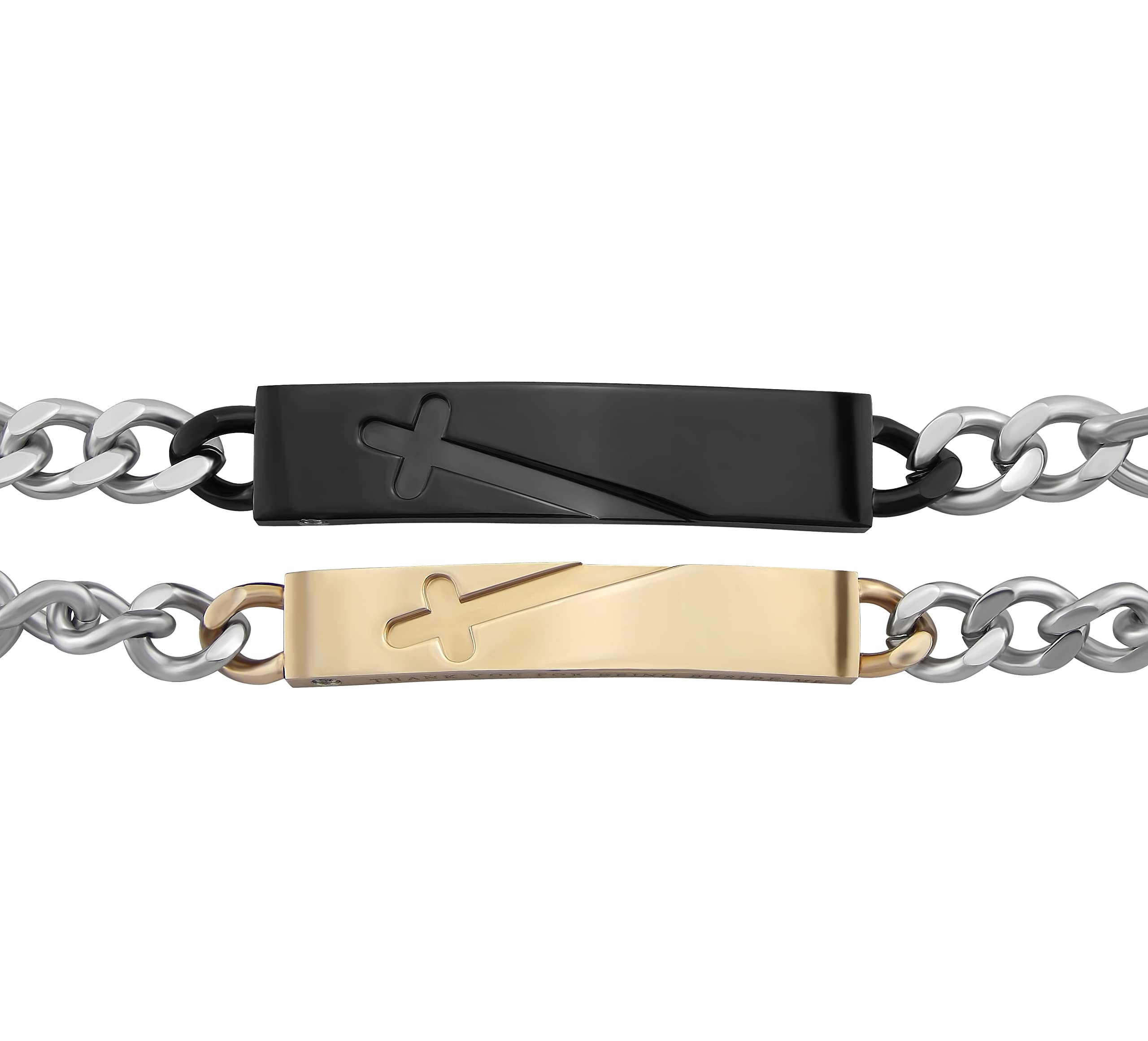 Pärchen Armband mit Gravur 2 Stück silber gold 22 cm | Armband personalisiert Edelstahl für Partner Familie Beste Freundin BFF | Partnerarmbänder 2er Set Armbänder für Paare