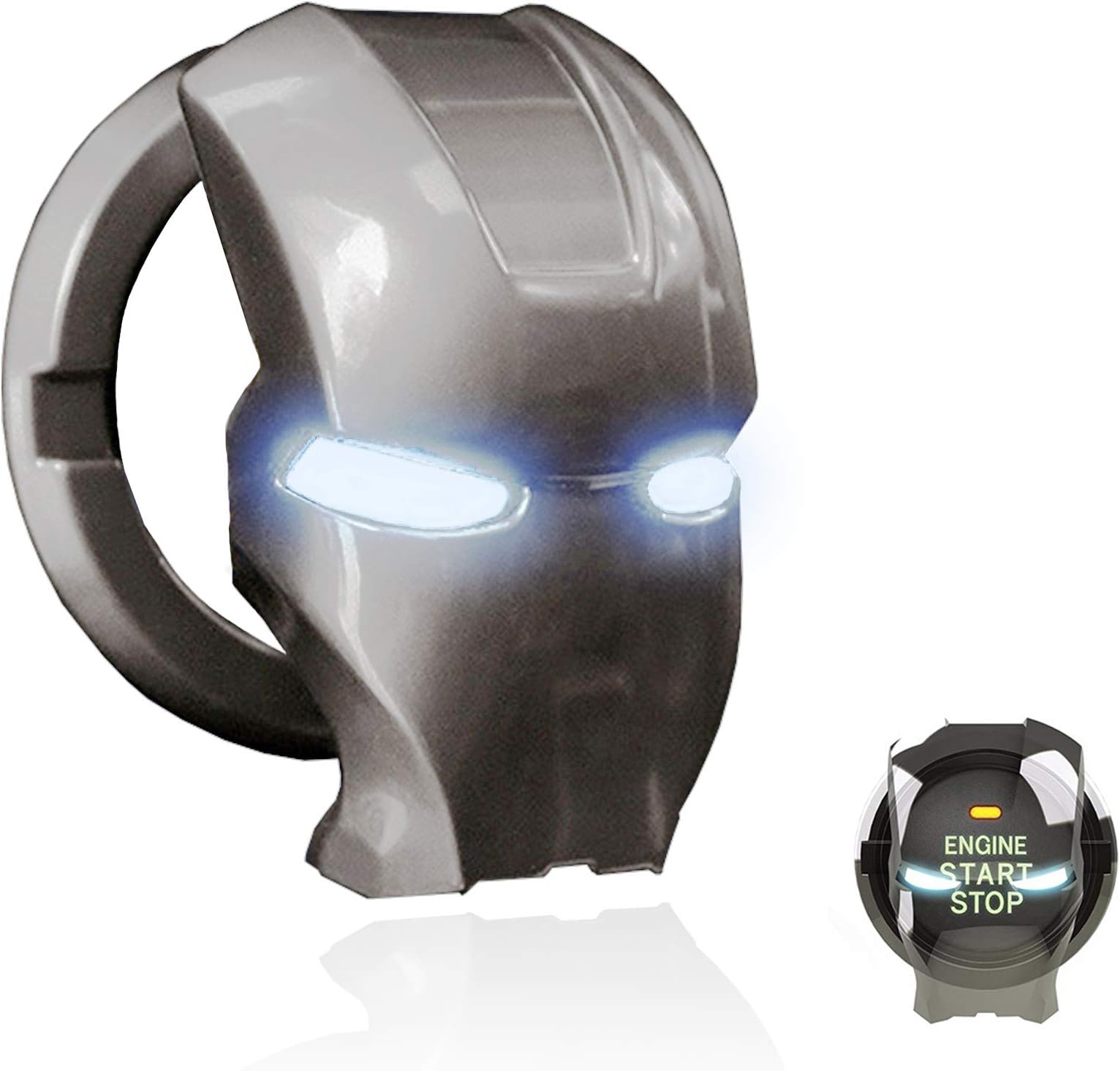 Car Engine Start Stop Button Cover Push to Start Button Ignition Cover Iron Man Universal Aluminum Alloy Button Decoration Stickers for Cars (1 PCS)