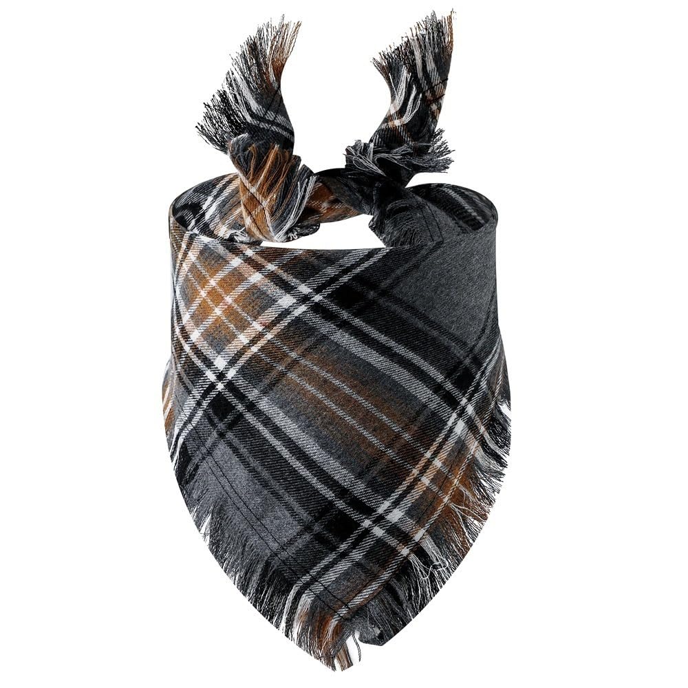 Dog Bandanas, Cotton Plaid Dog Scarfs Washable Triangle Pet Bibs Kerchief for Small Dogs Medium Large Dogs,Black