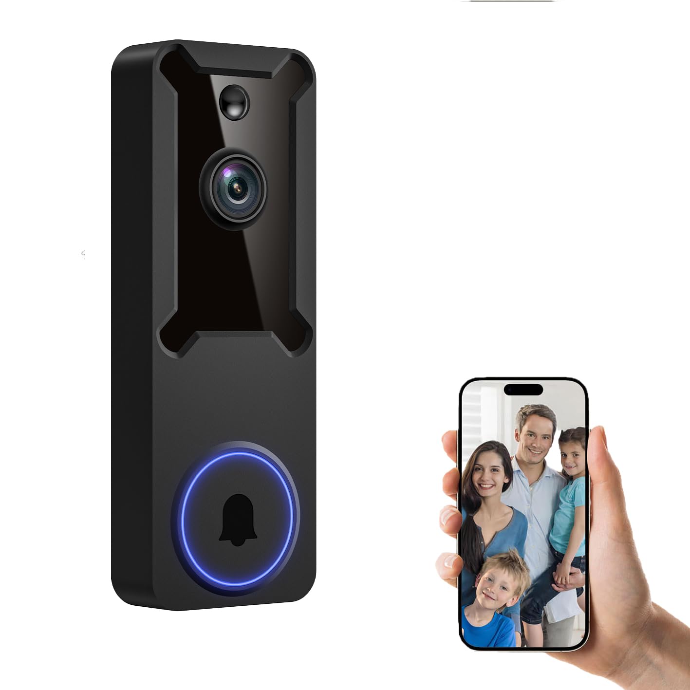 CutePanda1920P Wireless smart doorbell, WiFi Camera, Night Vision Function, Artificial Intelligence Snapshot,