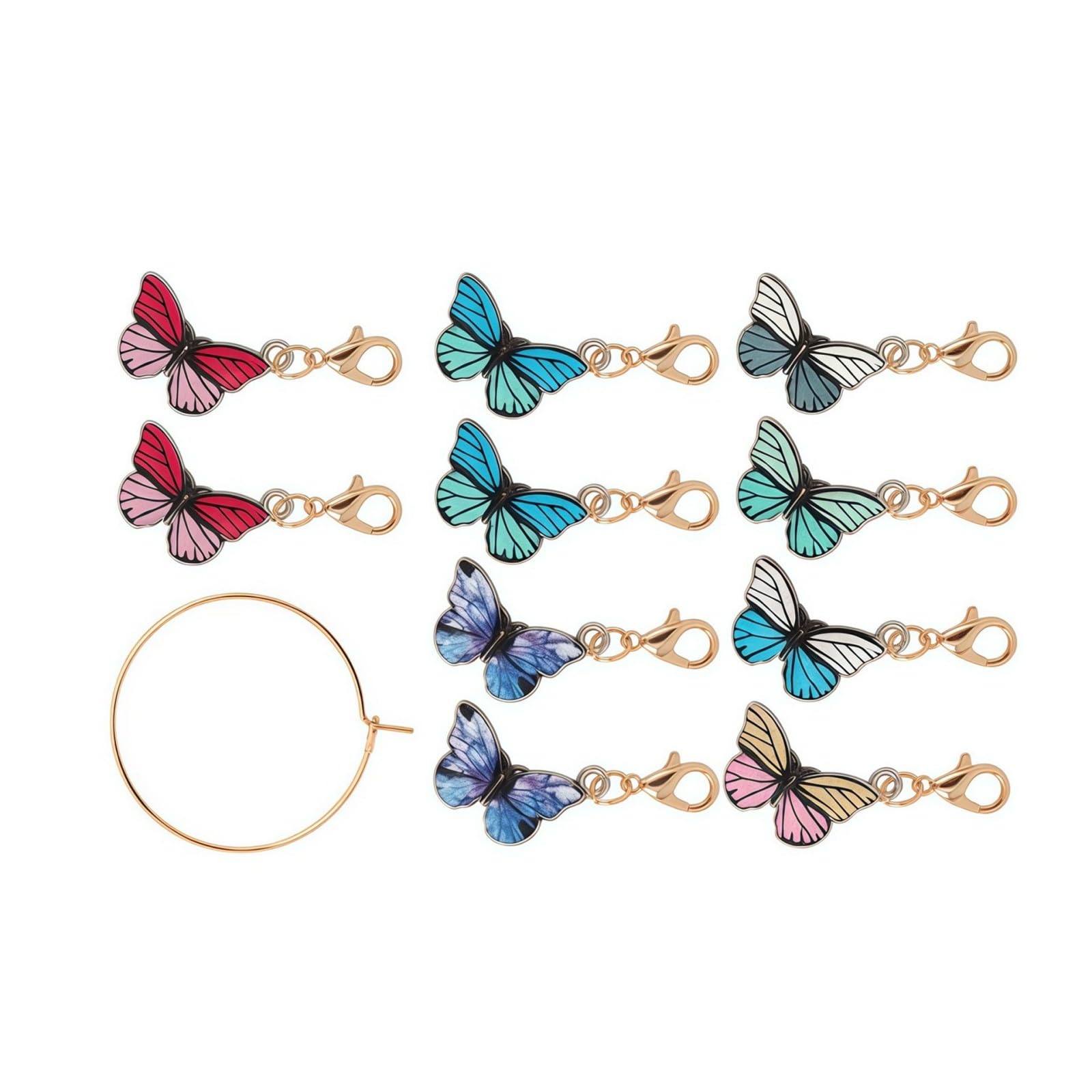 Row Clips for Knitting and Sewing Projects, Metal Clasp Charms with Removable Place Holders for Rows Set Progress Holders Craft Clips Place Counters Needlework Tools Removable Clasps Knitting Row Clip