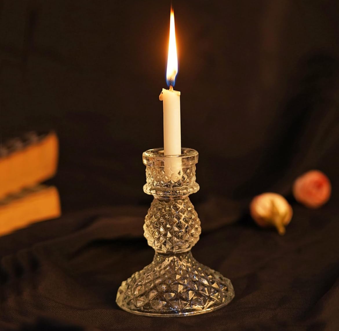 Craftfry Glass Candle Holder Stand, Antique White, Decorative Table Centrepiece for Home, Dining, Christmas, Diwali (Pack of 1)-image-11