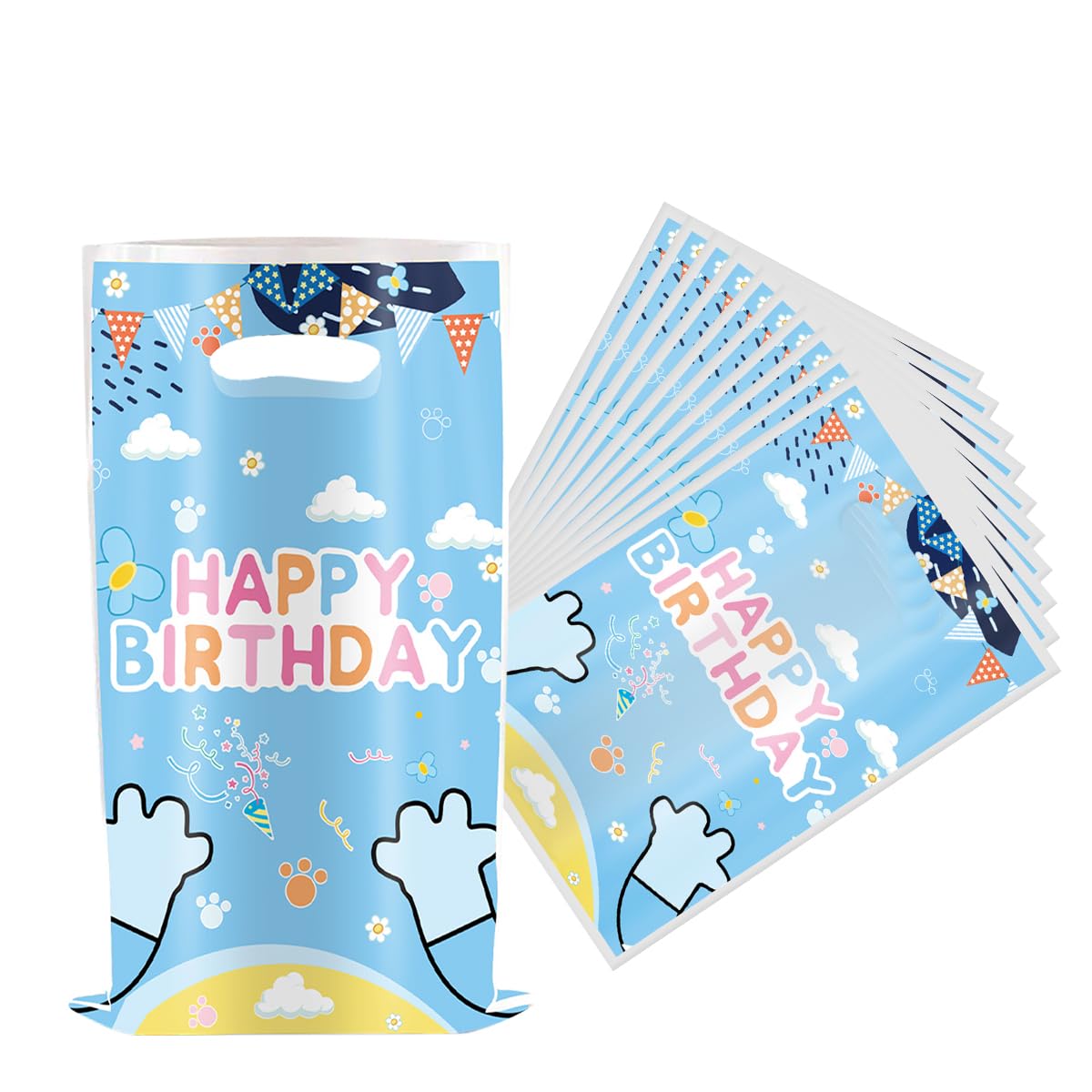 NF ORANGE 30Pcs Blue Dog Birthday Party Favor Bags，Cute Cartoon Dog Theme Birthday Party Supplies (Bule)