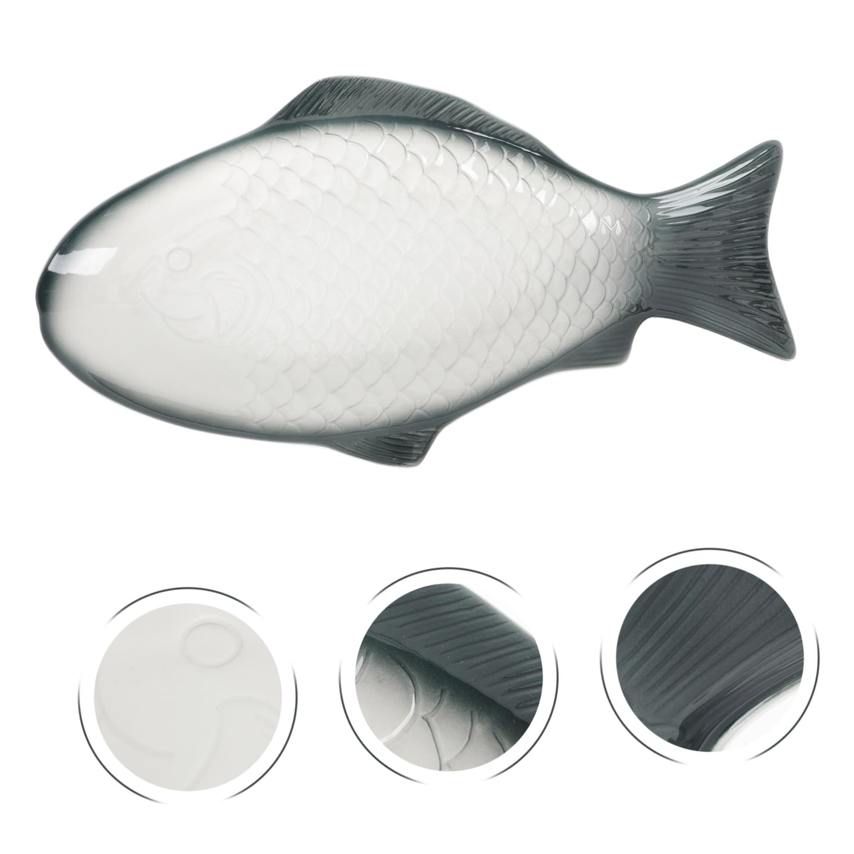 Bandeja Decorativa para Pescado de Cerámica Forma de Pez, Plato al Vapor Elegante y Delicado para Servir Aperitivos Hogar