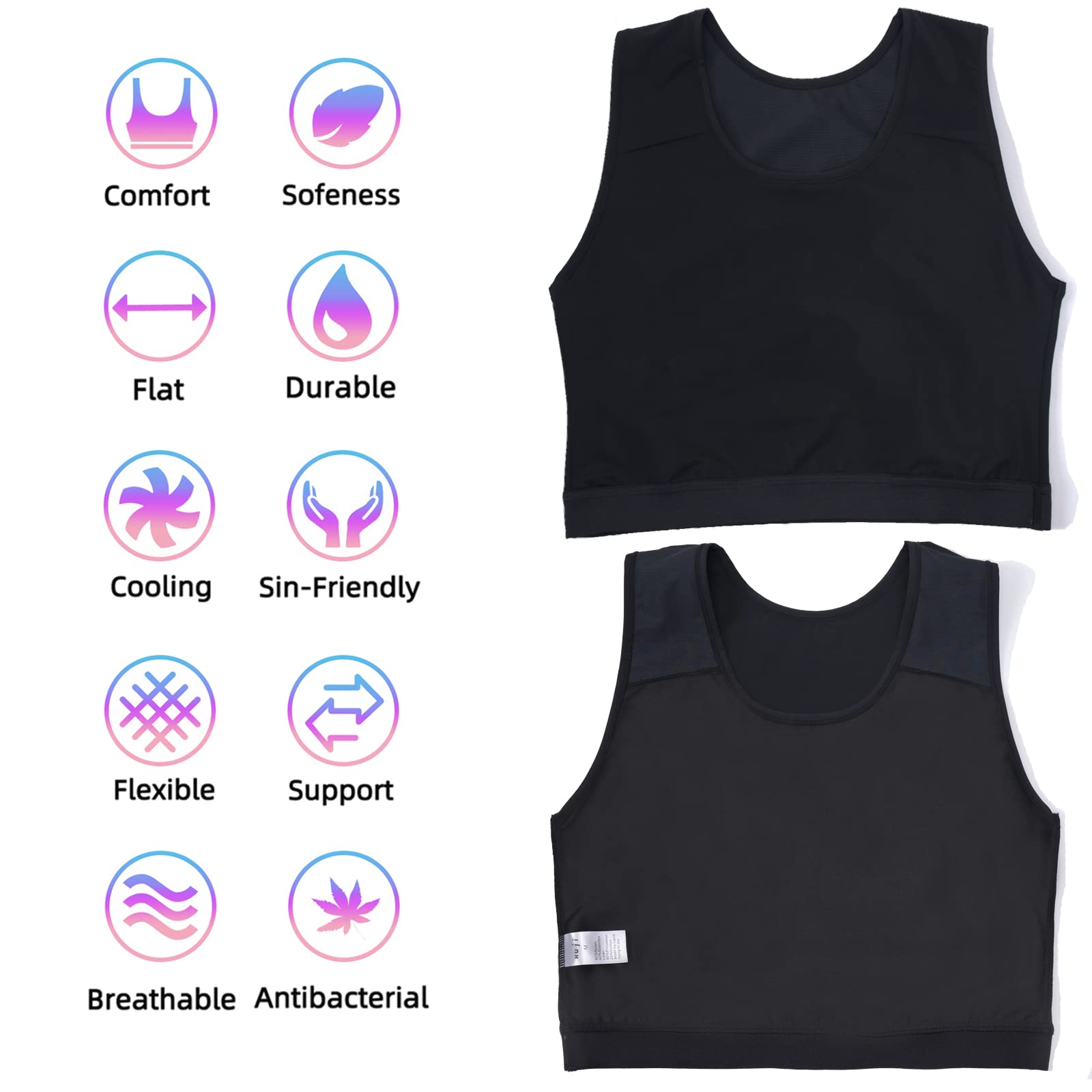 XUJI Binder de poitrine Transgenre FTM Compression élastique Pullover Tank Top