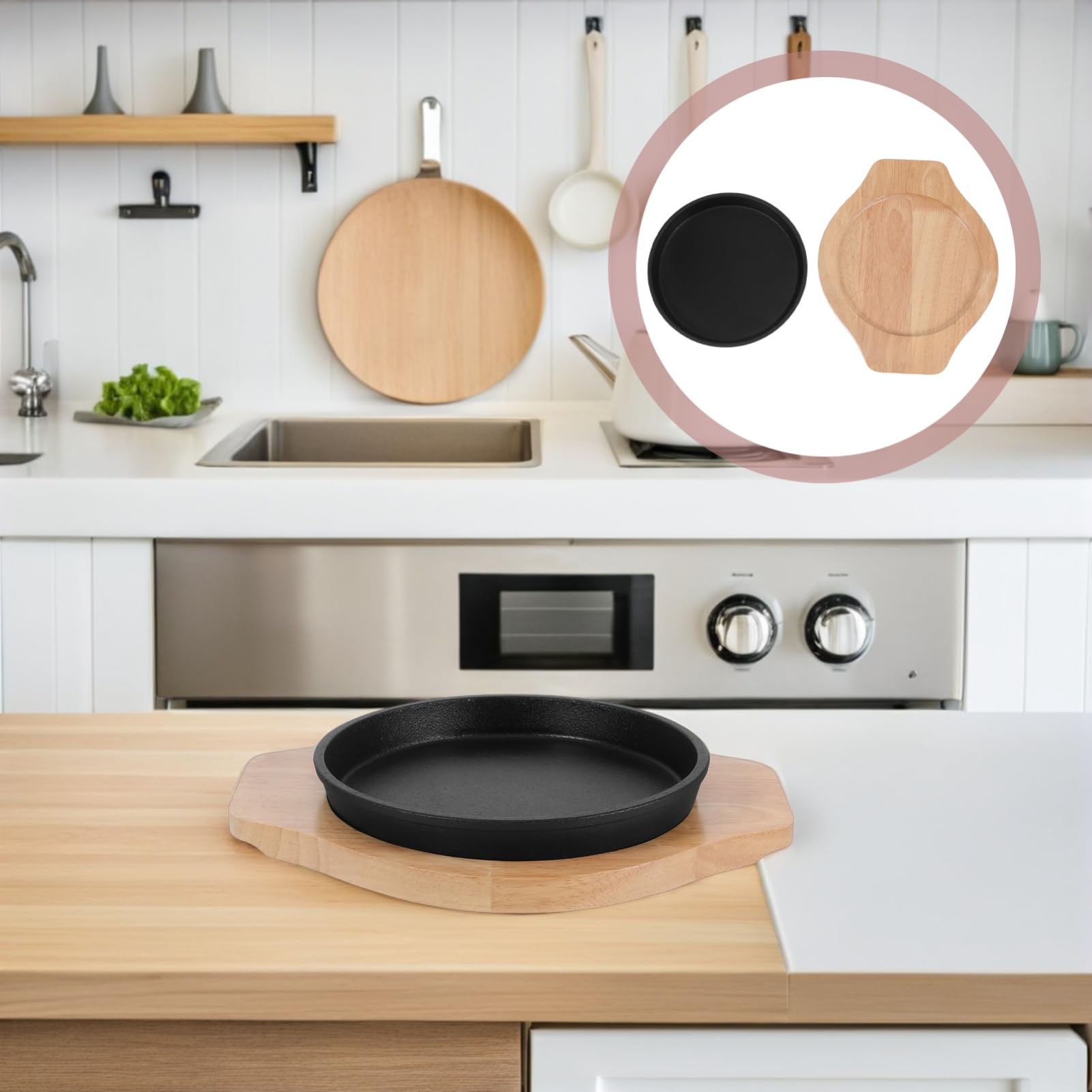 Gatuida Placa De Parrilla Teppanyaki Redonda De Plancha De Hierro Fundido Para Carne Para Barbacoas Fiestas Familiares Fácil De Limpiar y Utilizar Cocinas o Parrillas De Gas