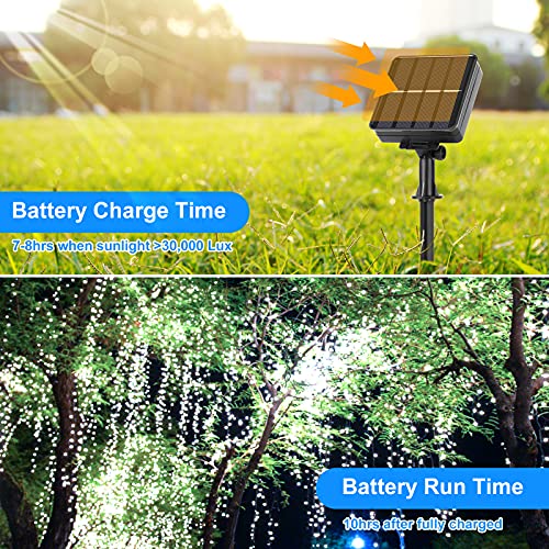 Extra-Long 288Ft Solar Fairy String Lights, 4-Pack Each 72Ft 200 Led Outdoor Twinkle Lights Waterproof 8 Lighting Modes Daylight White Silver Wire Lights For Deck Backyard Tree Garden Fence Pool Party #TOP3