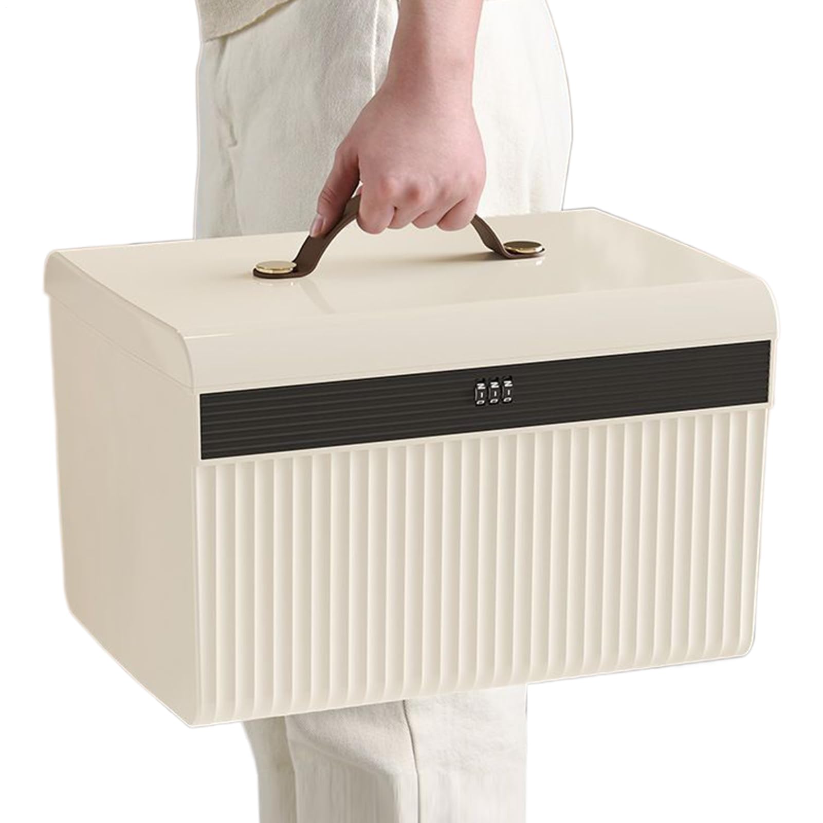 Genérico Caja Grande De Almacenamiento Con Candado | Caja Grande Con Candado De Combinación - Organizador De Joyas De Doble Capa Para Documentos Efectivo Y Objetos Personales En Casa Oficina O Viaje