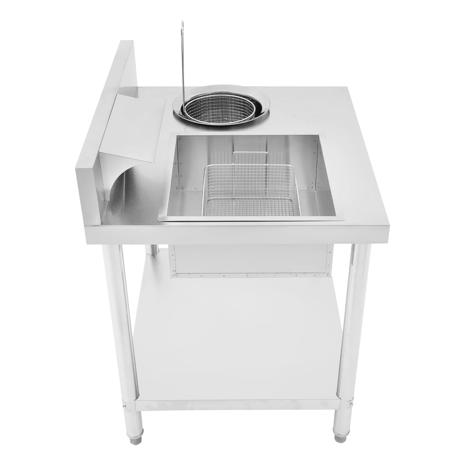 Table à paner, 80 x 70 x 93 cm, table de préparation de poulet frit, plan de travail commercial pour paner le poulet frit pour restaurants de poulet rôti