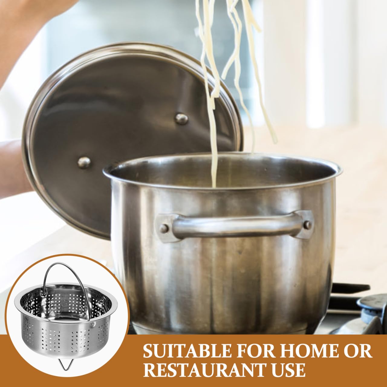 Healvian para olla de vapor, cesta de acero inoxidable, cesta de vapor de metal y verduras, con asa, cocina eléctrica, colador de frutas, colador de frutas, 14 cm