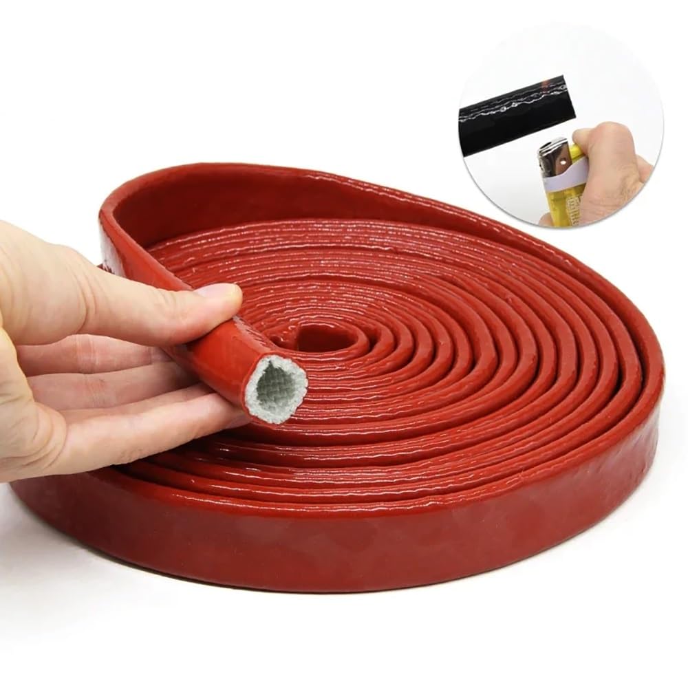 Ognioodporny rękaw z włókna szklanego o wysokiej temperaturze 1M - pokryty silikonem, odporny na ciepło do 300°C, trudnopalny, 1 szt.(Black,20mm)