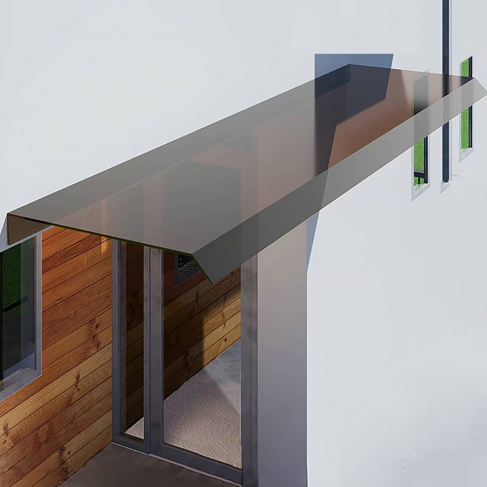 Auvent transparent en polycarbonate pour balcon et entrée marron 50x120cm